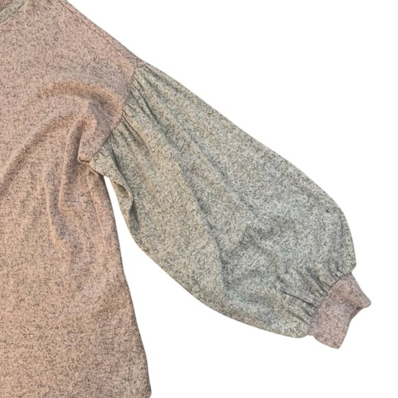 NEW MARISA JULL GRAY/PINK HEATHERED LONG BALLOON SLEEVE TOP LARGE - Picture 2 of 8